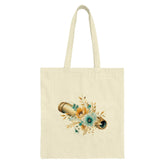 Floral Telescope Tote Bag, Astronomy Lover Gift, Unique Book Bag, Space Explorer, Watercolor Design, Everyday Carry All, Trendy Gift - Tawshia